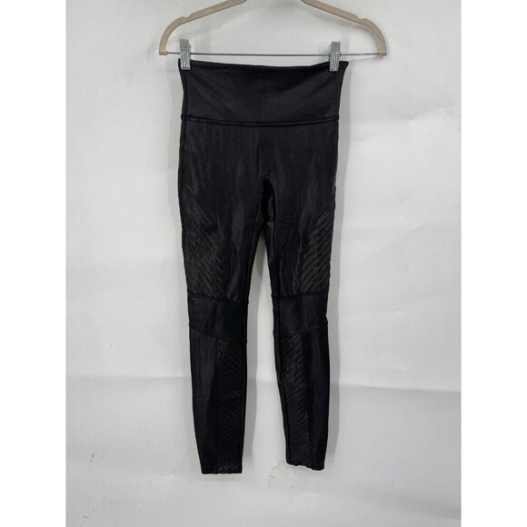 SPANX Faux Leather Moto Skinny Legging Women Small Black Grunge Skater Preppy - Picture 2 of 9